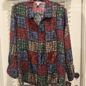 Colorful Plaid Button-Up Shirt
